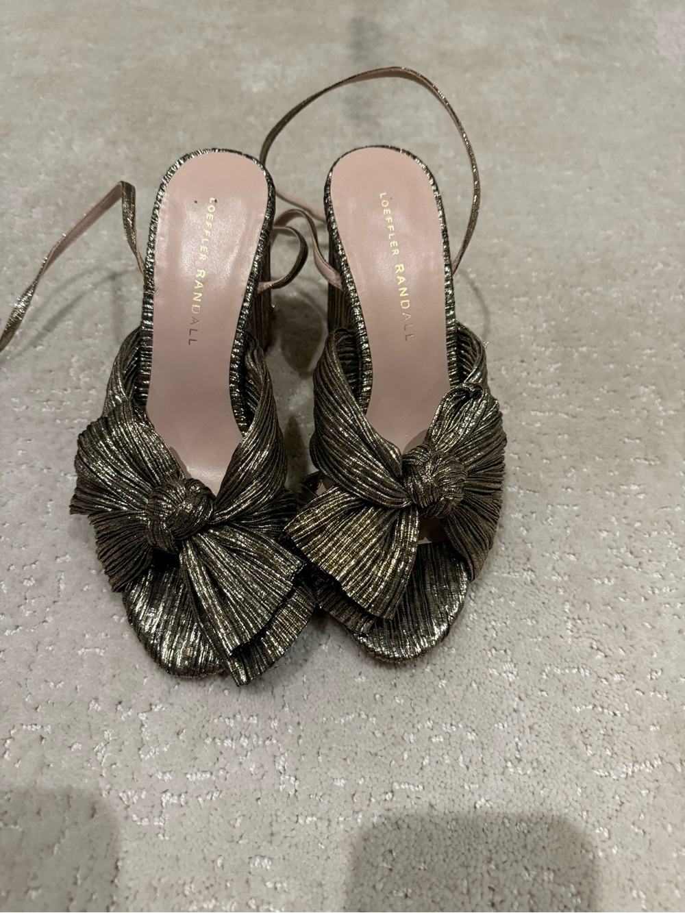 Loeffler Randall Metallic Knot Bow Slingbacks in Shimmery Gold